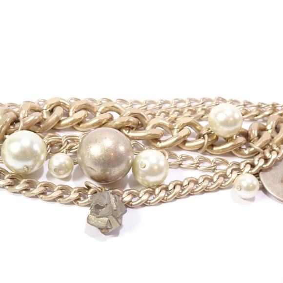 Neiman Marcus Lee Angel Women's Brass Multi Chain Charm Bracelet NWT 210 - Picture 7 of 9